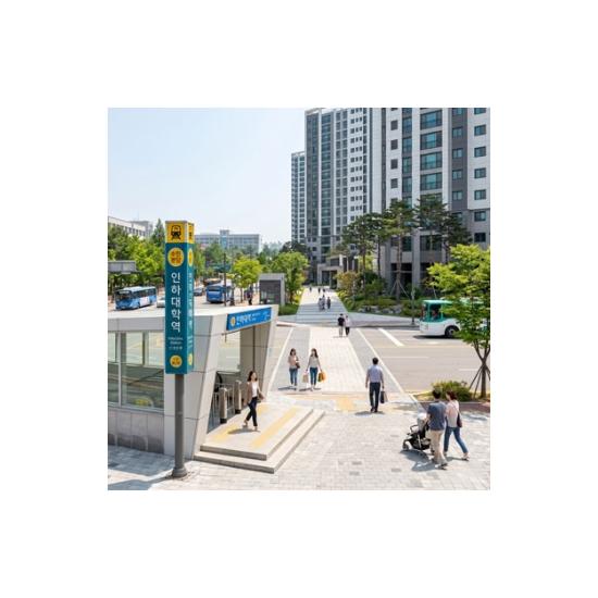인하대역 역세권 프리미엄: 수인분당선 인하대역 역세권 입지로 안내되며, 제2경인고속도로 등 광역 이동망 접근성이 장점으로 확인됩니다.